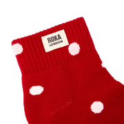 ROKA Wembley Crop Ankle Sock Scarlet Dot