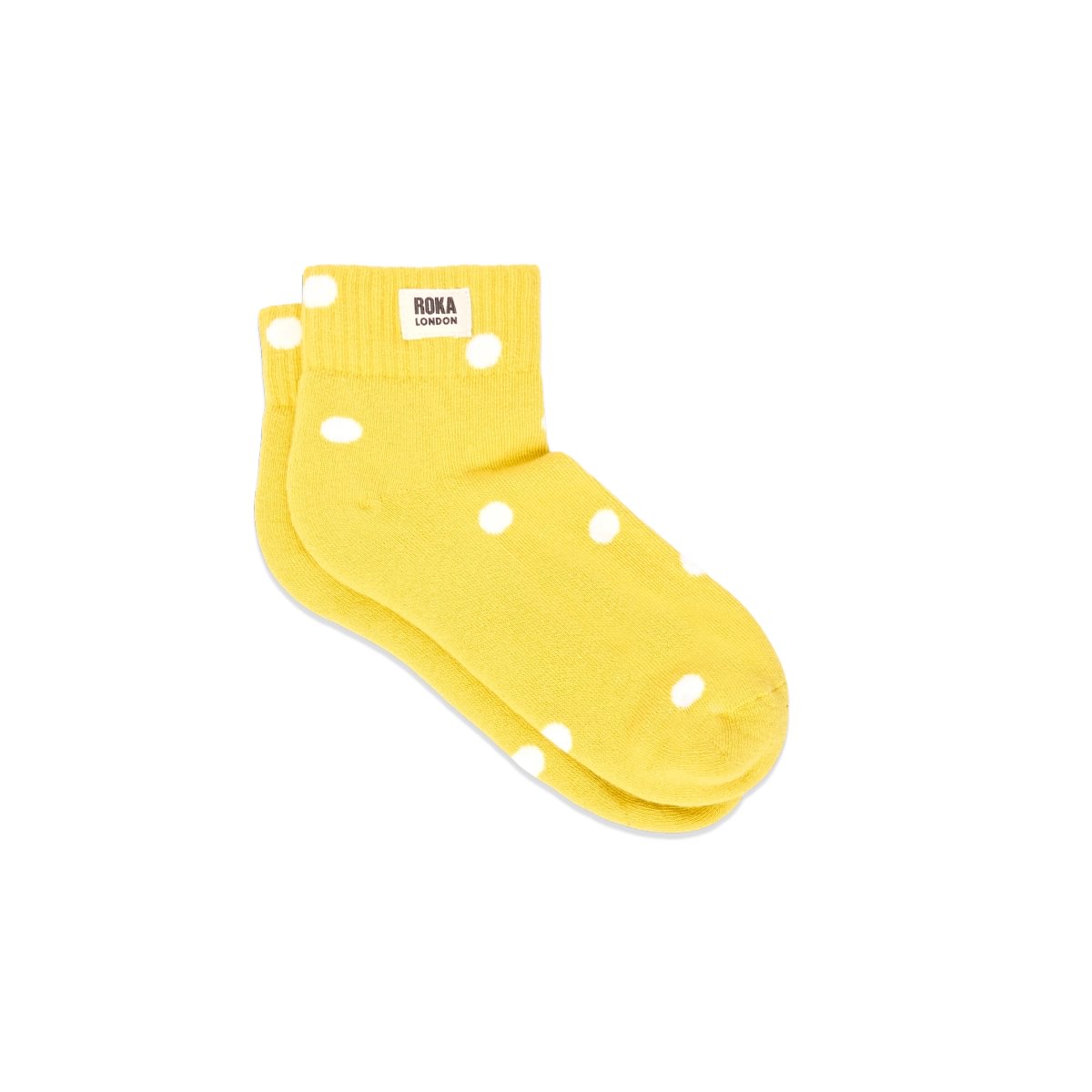 ROKA Wembley Crop Ankle Sock Summer Yellow Dot