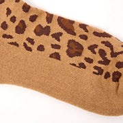 ROKA Wembley Crop Ankle Sock Savannah Leopard Sand Organic Cotton