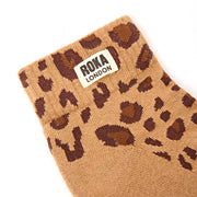 ROKA Wembley Crop Ankle Sock Savannah Leopard Sand Organic Cotton