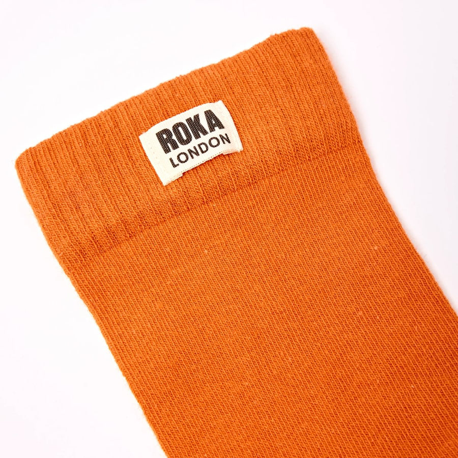 ROKA Wimbledon Crew Sock Burnt Orange Organic Cotton