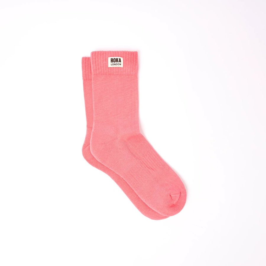 ROKA Wimbledon Crew Sock Coral Organic Cotton