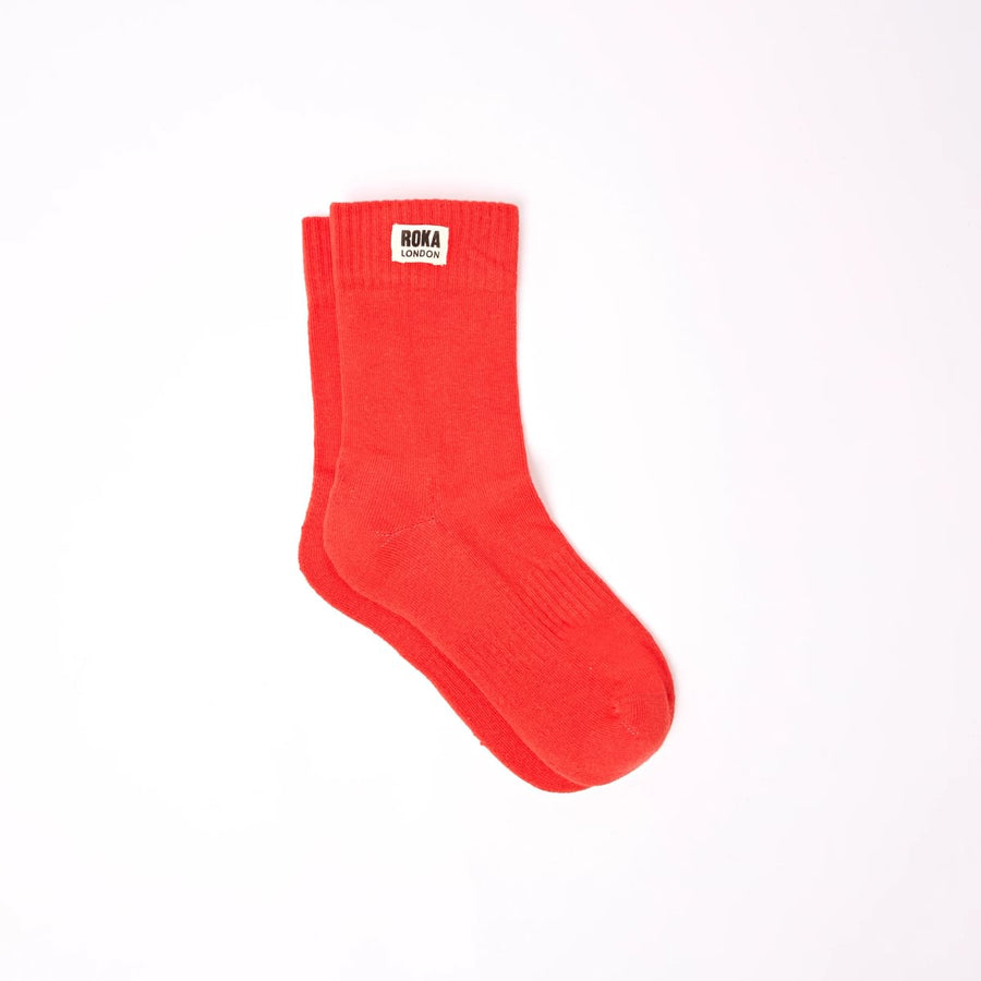 ROKA Wimbledon Crew Sock Cranberry Organic Cotton