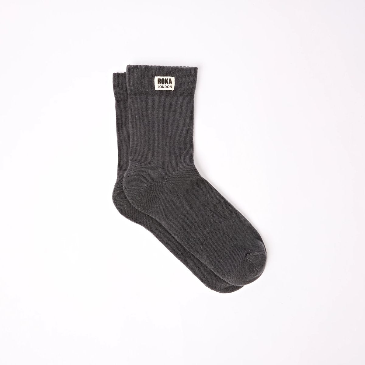 ROKA Wimbledon Crew Sock Faded Black Organic Cotton