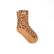ROKA Wimbledon Crew Socks Savannah Leopard Sand Organic Cotton