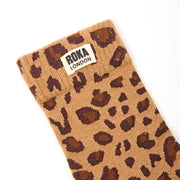 ROKA Wimbledon Crew Socks Savannah Leopard Sand Organic Cotton