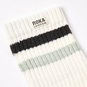 ROKA Windsor Stripe Crew Sock Black/Mist Organic Cotton
