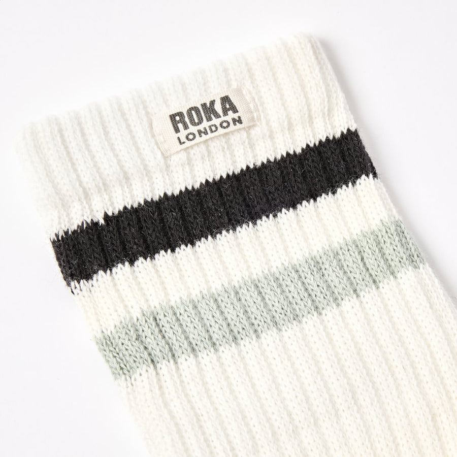 ROKA Windsor Stripe Crew Sock Black/Mist Organic Cotton