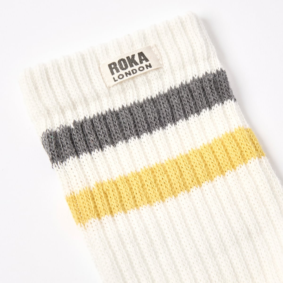 ROKA Windsor Stripe Crew Sock Faded Black/Summer Yellow Organic Cotton