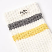 ROKA Windsor Stripe Crew Sock Faded Black/Summer Yellow Organic Cotton