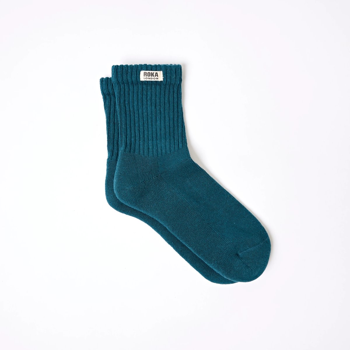 ROKA Windsor Solid Crew Sock Teal Organic Cotton