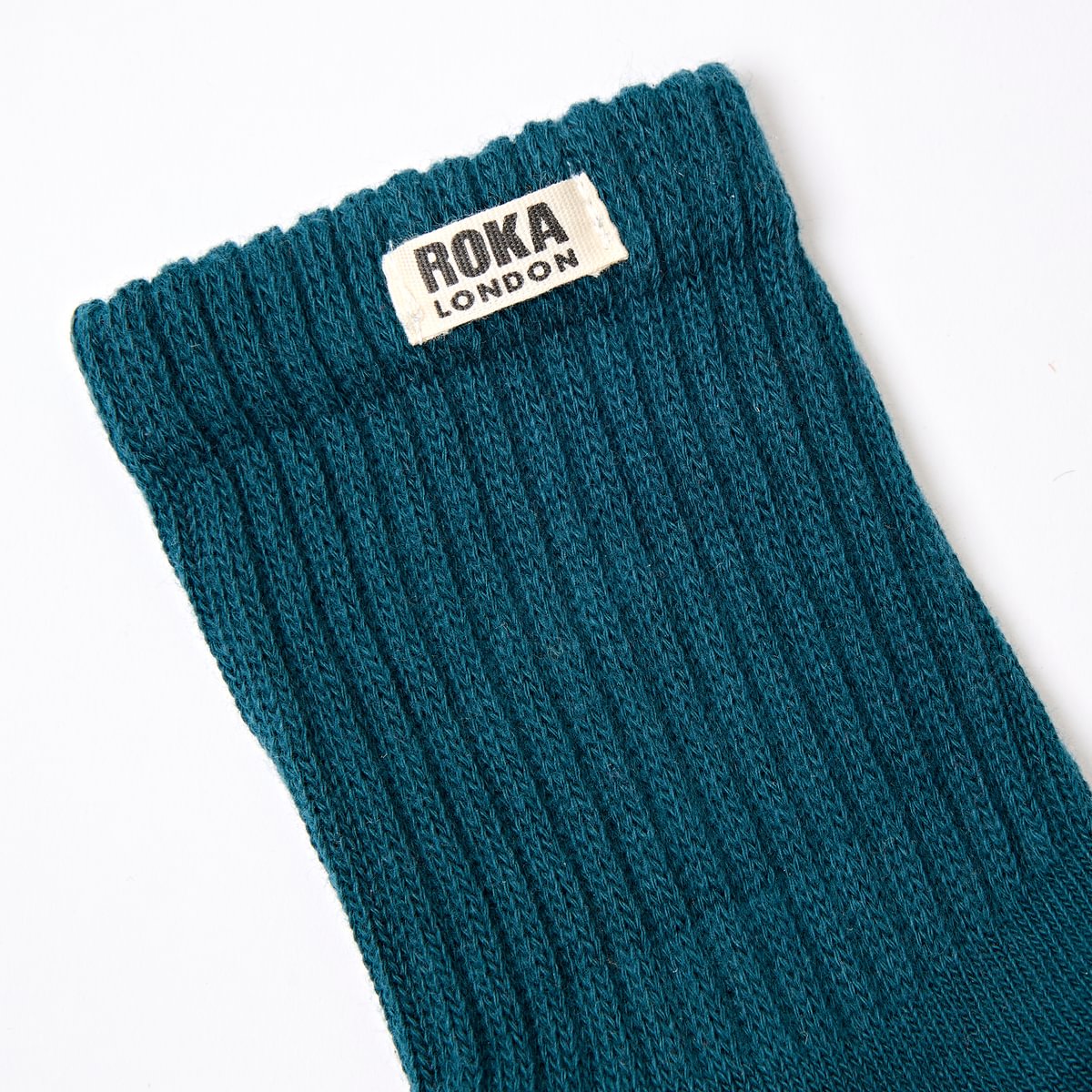 ROKA Windsor Solid Crew Sock Teal Organic Cotton