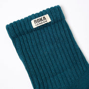 ROKA Windsor Solid Crew Sock Teal Organic Cotton