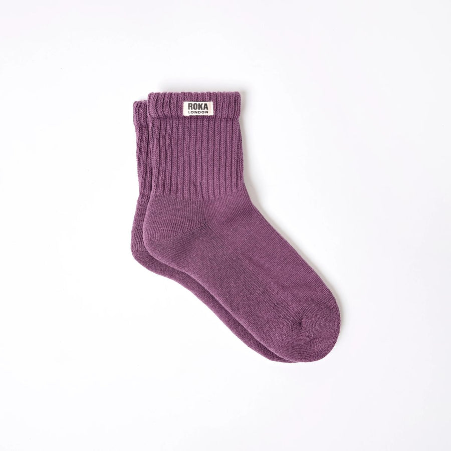 ROKA Windsor Solid Crew Sock Berry Organic Cotton