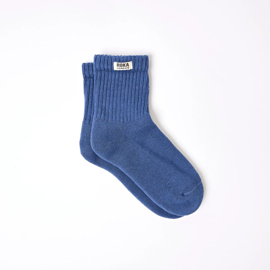 ROKA Windsor Solid Crew Sock Coastal Blue Organic Cotton