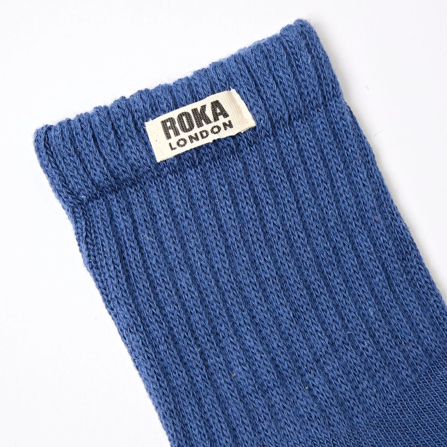 ROKA Windsor Solid Crew Sock Coastal Blue Organic Cotton