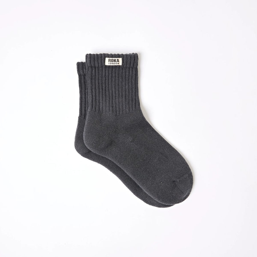 ROKA Windsor Solid Crew Sock Faded Black Organic Cotton