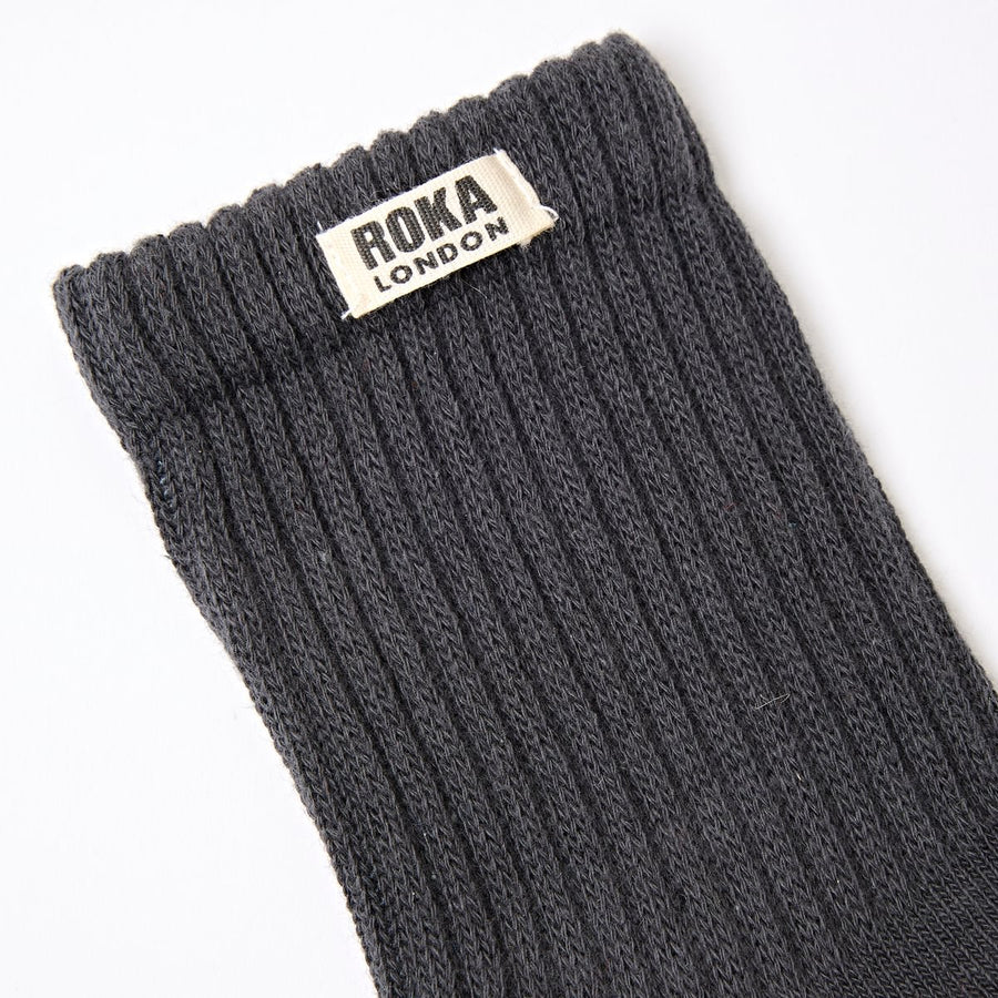 ROKA Windsor Solid Crew Sock Faded Black Organic Cotton