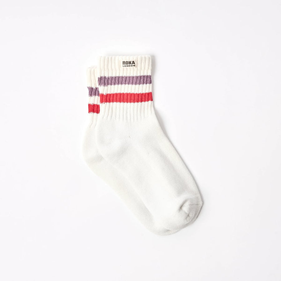ROKA Windsor Stripe Crew Sock Flint/Red Organic Cotton