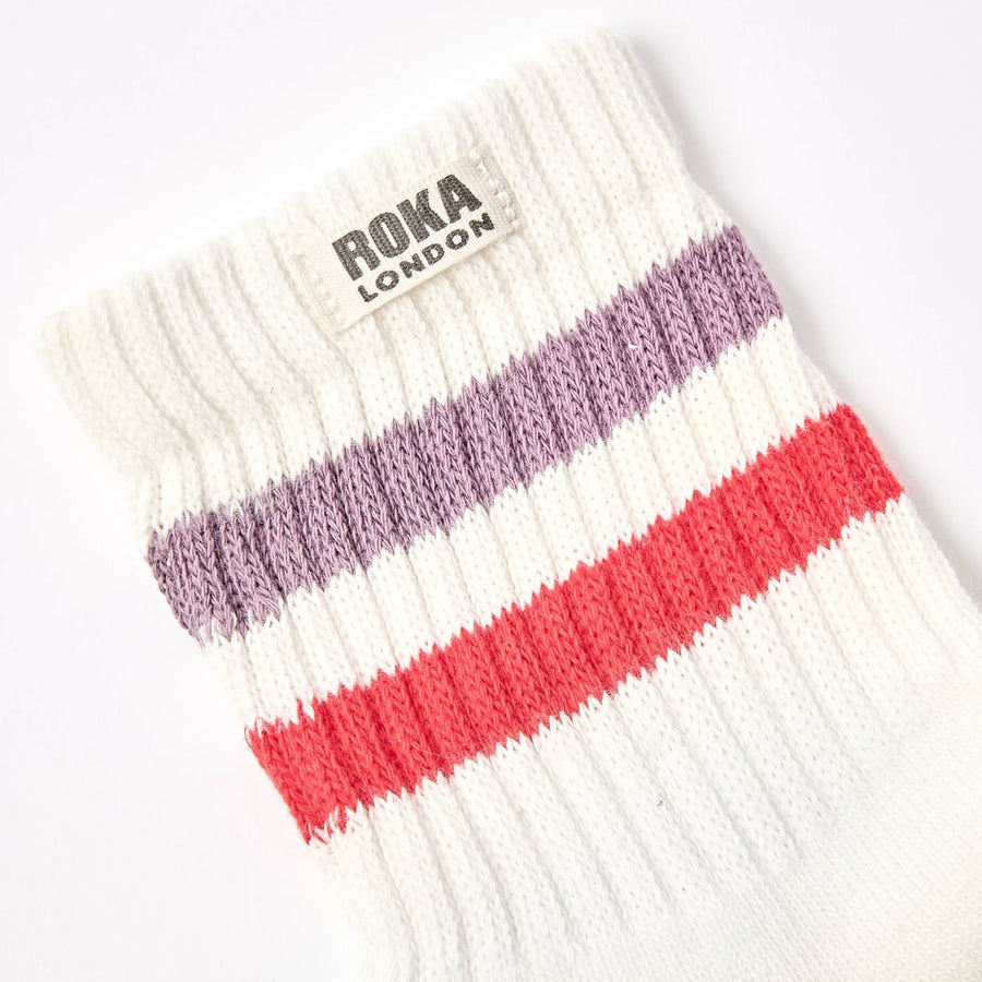 ROKA Windsor Stripe Crew Sock Flint/Red Organic Cotton