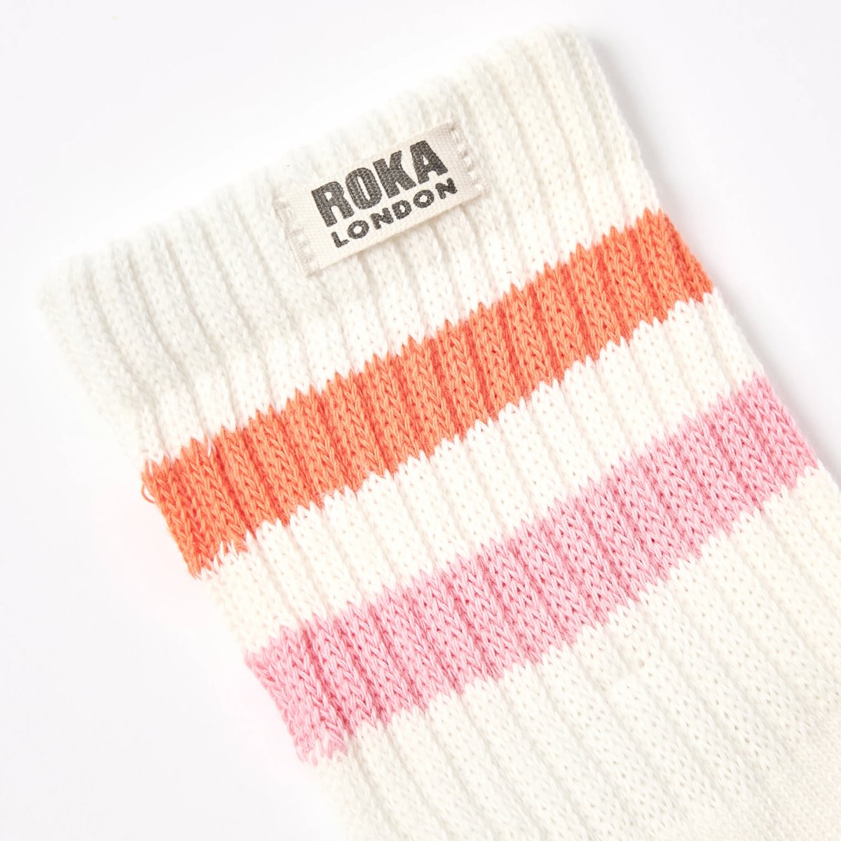 ROKA Windsor Stripe Crew Sock Mandarin/Pink Organic Cotton