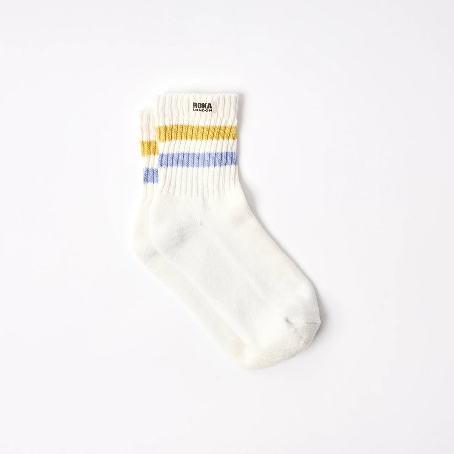 ROKA Windsor Stripe Crew Sock Summer Yellow/Thistle Organic Cotton