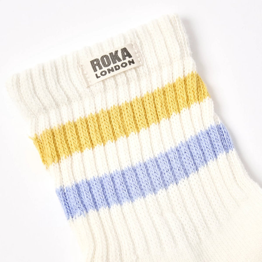ROKA Windsor Stripe Crew Sock Summer Yellow/Thistle Organic Cotton