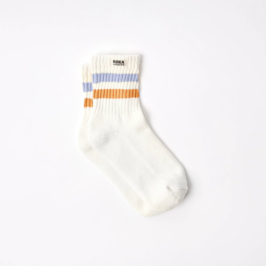 ROKA Windsor Stripe Crew Sock Thistle/Burnt Orange Organic Cotton