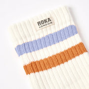 ROKA Windsor Stripe Crew Sock Thistle/Burnt Orange Organic Cotton