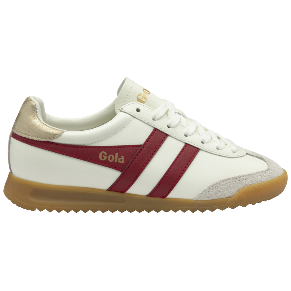 Gola Torpedo Leather Off White/Deep Red/Gold