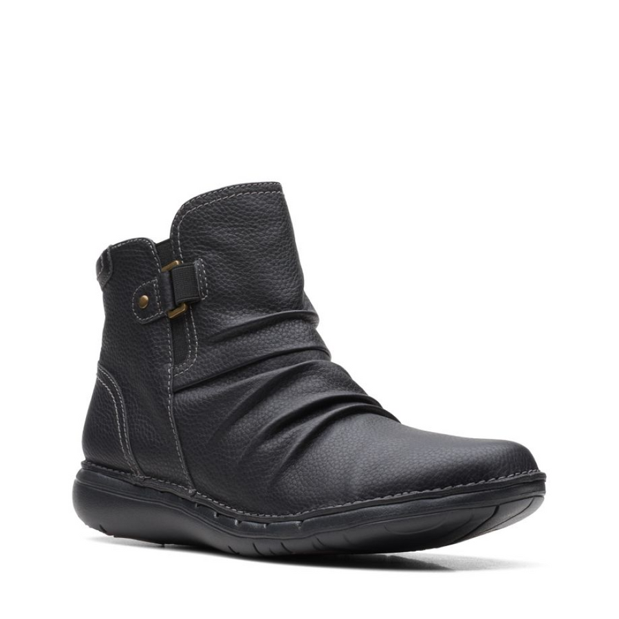 Clarks Un Loop Top Black Leather
