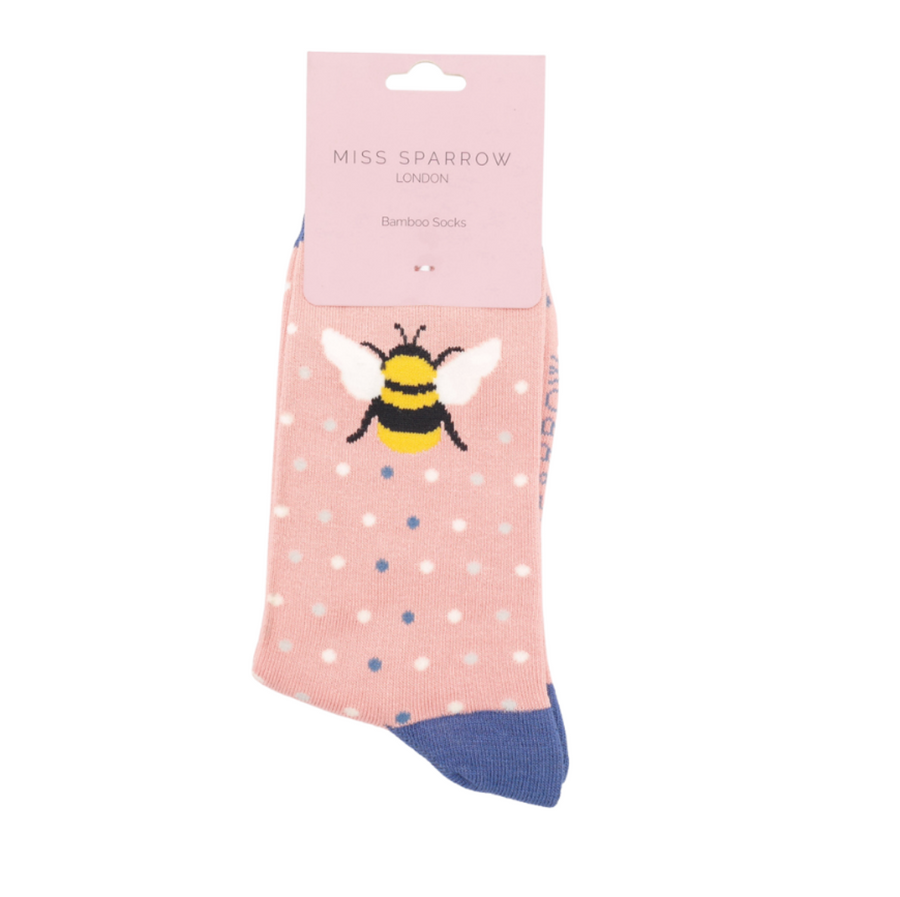 Women's Bumble Bee & Dots Socks Dusky Pink
