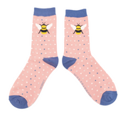 Women's Bumble Bee & Dots Socks Dusky Pink